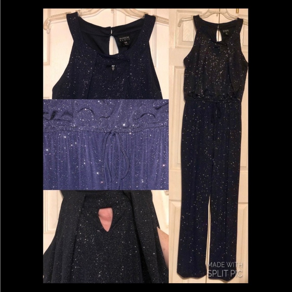 Enfocus Sparkling Navy Blue Jumpsuit Size 20W